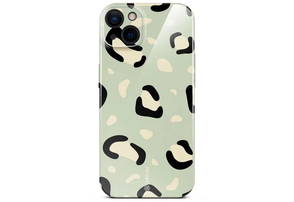 ONEFLOW Handyhülle für iPhone 15 Splash Cover Leo Print Grün 6,1 Zoll, Hülle mit Design Muster Designer Case Kameraschutz Handy Schutzhülle
