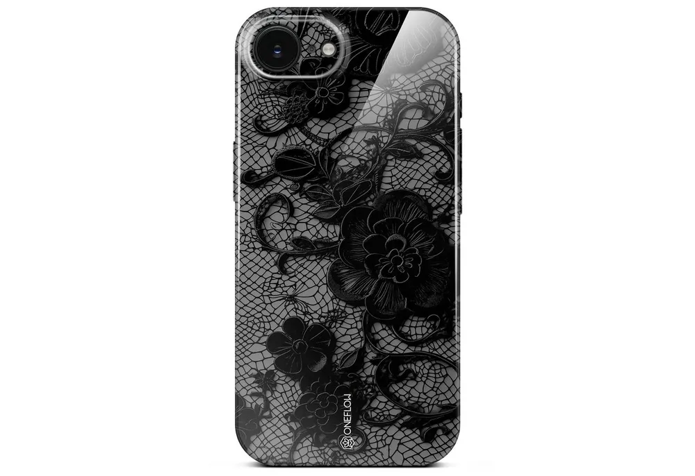 ONEFLOW Handyhülle für iPhone 16e Splash Cover Lace Spitze Schwarz 6,1 Zoll, Hülle mit Design Muster Designer Case Kameraschutz Handy Schutzhülle