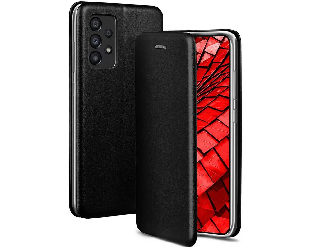 ONEFLOW Handyhülle für Samsung Galaxy A33 5G Premium Hülle Business Cover Schwarz 6,4 Zoll, 360 Grad Schutzhülle Flip Case Etui Klapphülle Dünn Leder Handy Tasche