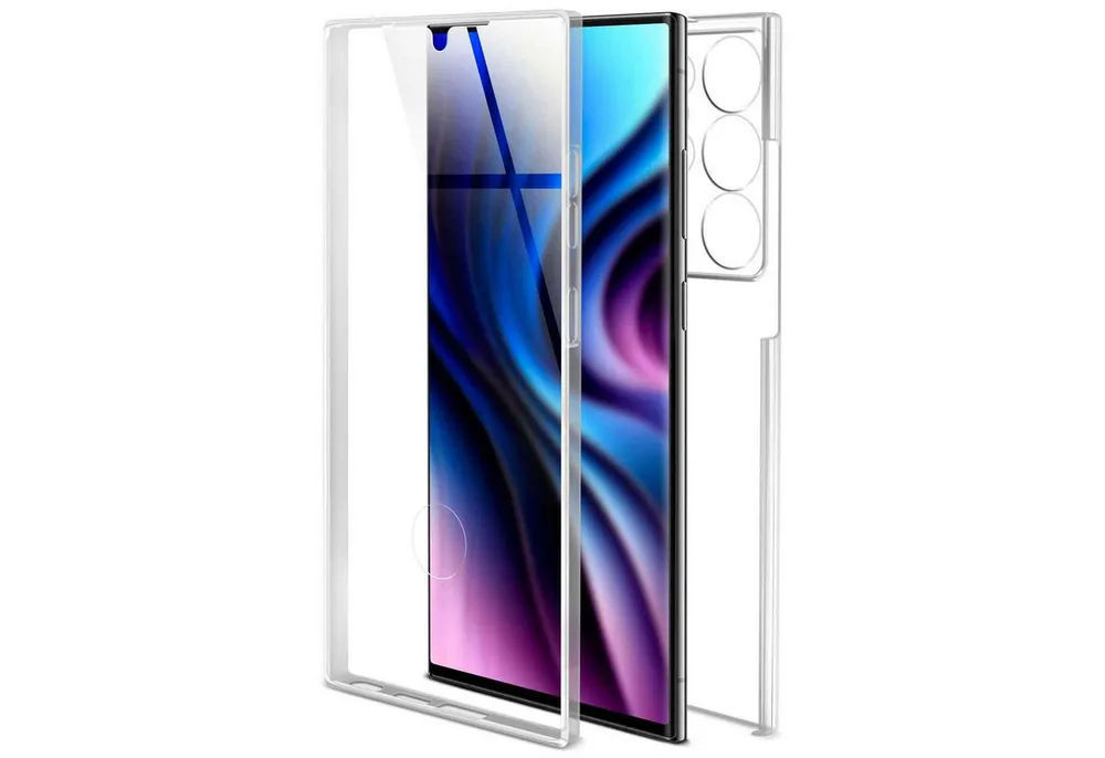 ONEFLOW Handyhülle für Samsung Galaxy S23 Ultra Hülle Komplett Schutz Touch Case 6,8 Zoll, 360 Grad Schutzhülle Transparent Rundumschutz Durchsichtig Beidseitig