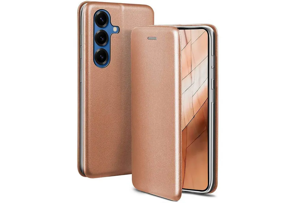 ONEFLOW Handyhülle für Samsung Galaxy S25 Premium Hülle Business Cover Rosa 6,2 Zoll, 360 Grad Schutzhülle Flip Case Etui Klapphülle Dünn Leder Handy Tasche