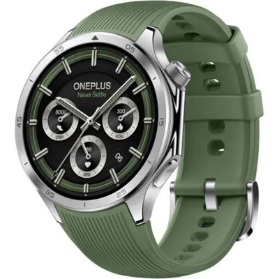 OnePlus Watch 3 GPS NFC 46mm AMOLED Silber Grünes Armband Wasserdicht 5ATM+IP68