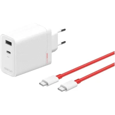 OnePlus 120W Dual Port Schnellladegerät mit USB-C Kabel Weiß