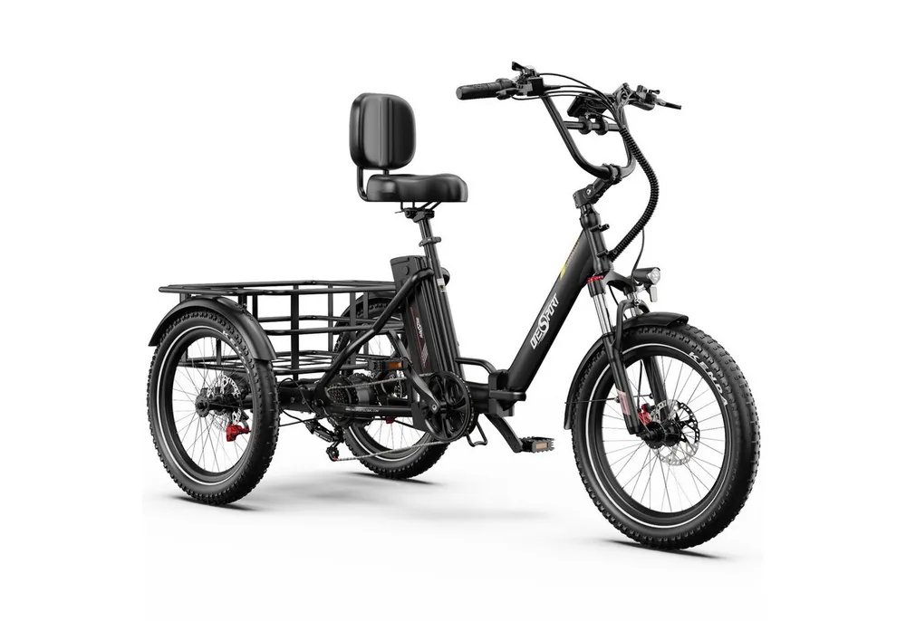 Onesport E-Bike Klapprad OT30Pro 3 rad Klappbar Faltbares Damen u. Herren E-Dreirad 864WH 90 km, Kettenschaltung, Heckmotor, 864 Wh, (Beleuchtungsset mit Batterieladegerät, Batterieschlüssel, Werkzeug), E-bikes 250W Klappbar Lastenrad Elektrofahrrad Dreirad mit Korb