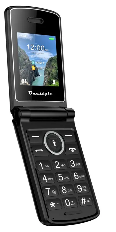 Onestyle Onestyle Chrome Einfaches Mobiltelefon mit Klappe und Dual-SIM Klapphandy (2 Zoll, 2,0 Zoll QVGA Display, Kamera)