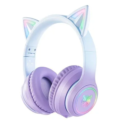 ONIKUMA B90 kabellose Bluetooth 5.0 Gaming Kopfhörer mit RGB-Beleuchtung Blau/Lila