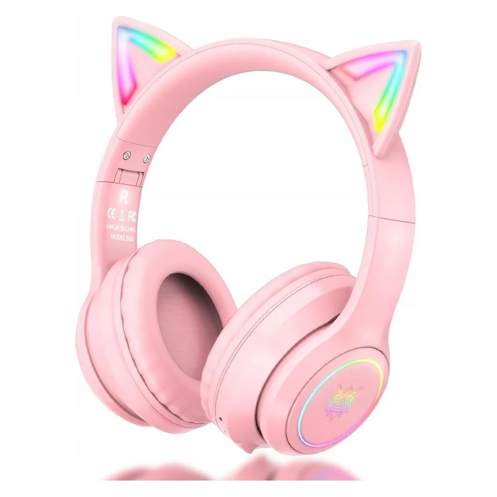 ONIKUMA B90 kabellose Bluetooth 5.0 Gaming Kopfhörer mit Mikrofon und RGB-Beleuchtung rosa
