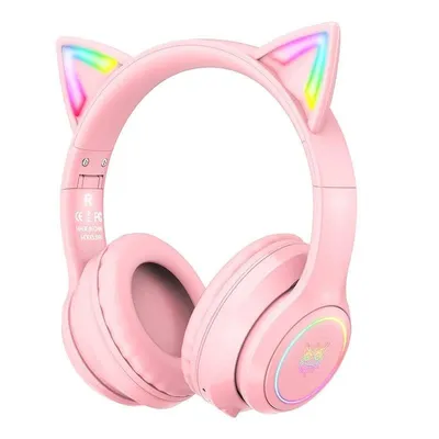 ONIKUMA B90 kabellose Bluetooth 5.0 Gaming Kopfhörer mit Mikrofon und RGB-Beleuchtung rosa