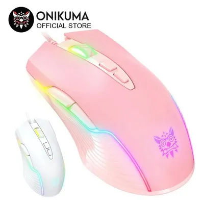 Maus ONIKUMA CW905 USB 6400 DPI RGB 7 Tasten Rosa Gaming Ergonomisch