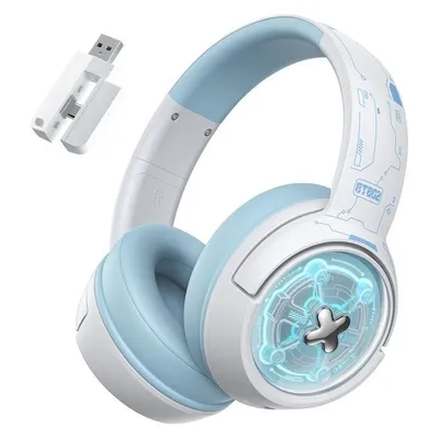 ONIKUMA GT802 kabellose und kabelgebundene Bluetooth 5.3 Gaming Kopfhörer weiße Beleuchtung