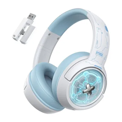 ONIKUMA GT802 kabellose und kabelgebundene Bluetooth 5.3 Gaming Kopfhörer weiße Beleuchtung