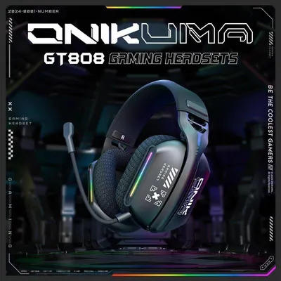 ONIKUMA GT808 Gaming Headset Kabelgebunden Bluetooth 5.3 Mikrofon RGB Schwarz