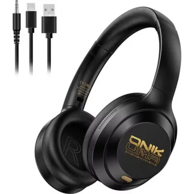 Onikuma GT811 kabellose Bluetooth Kopfhörer mit Geräuschunterdrückung, Mikrofon und 55h Akku, Schwarz