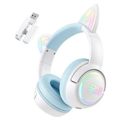ONIKUMA GT838 kabellose Bluetooth Gaming-Kopfhörer mit Mikrofon und RGB weiß blau
