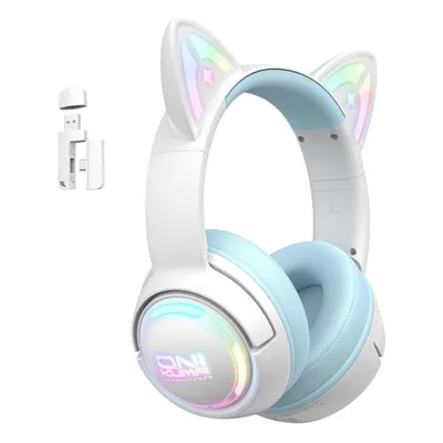 ONIKUMA GT838 kabellose Bluetooth Gaming-Kopfhörer mit Mikrofon und RGB weiß blau