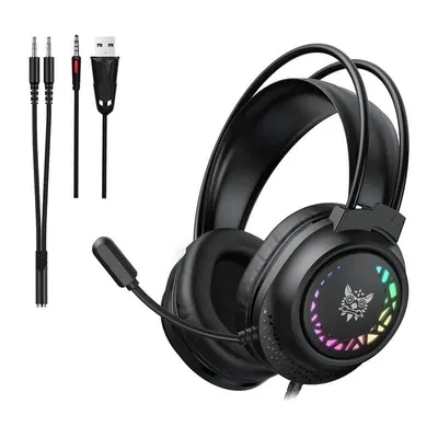 ONIKUMA X92 kabelgebundene Gaming-Kopfhörer USB und 3,5 mm mit Mikrofon und RGB schwarz