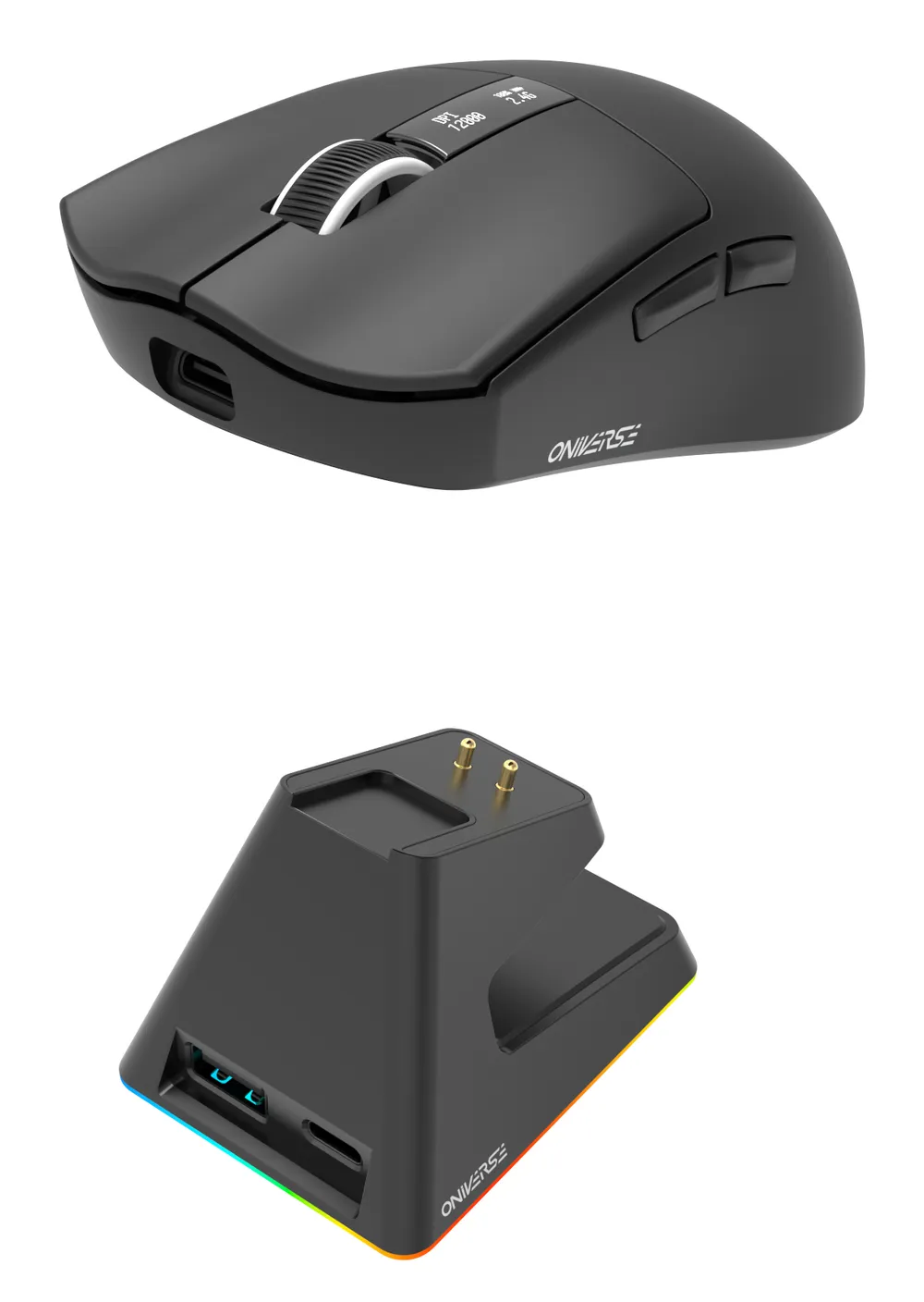 Maus Oniverse Vanguard Wireless RF Bluetooth 12000DPI Schwarz 6 Tasten Akku