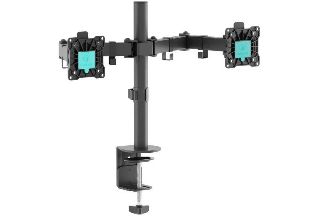 ONKRON Monitor-Halterung 13-32 Zoll, bis 8 kg pro Arm, VESA 75x75-100x100, D221E-B, (bis 32 Zoll, höhenverstellbar, schwenkbar, neigbar, drehbar, Kabelmanagement)