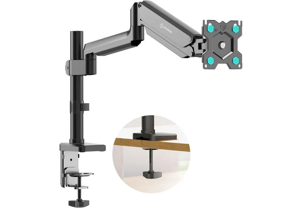 ONKRON Monitor-Halterung 13-34 Zoll, bis 12 kg, VESA 75x75-100x100, G75-B, (bis 34 Zoll, neigbar, schwenkbar, drehbar, Gasdruckfeder, Kabelmanagement)