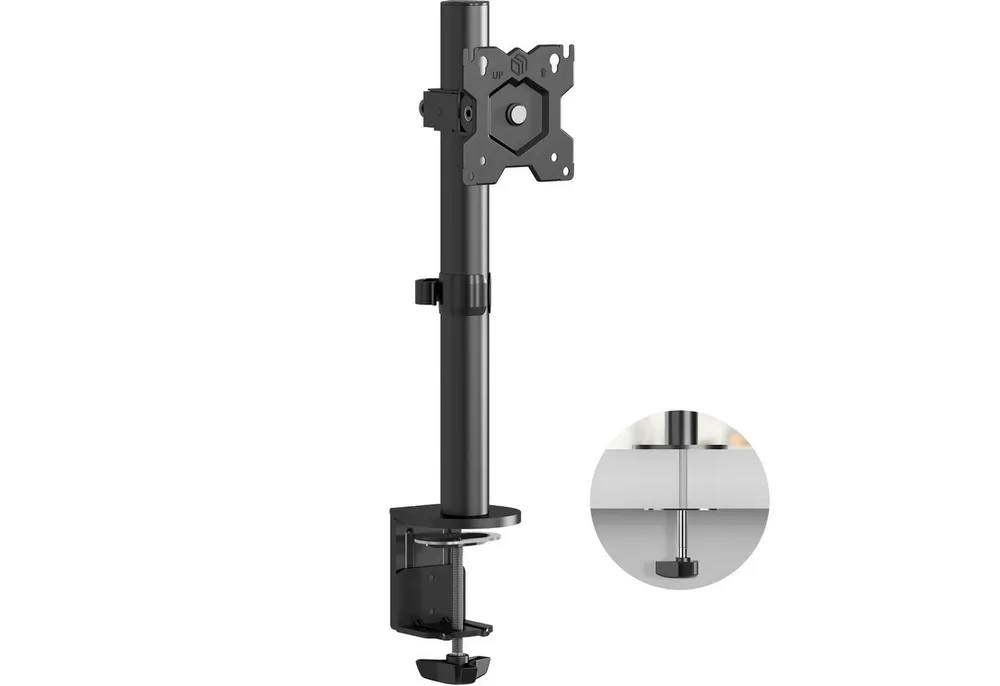 ONKRON Monitor-Halterung 13-34 Zoll, bis 8 kg, VESA 75x75-100x100, D101E-B, (bis 34 Zoll, Packung, 1-tlg., neigbar, schwenkbar, drehbar, höhenverstellbar, Kabelmanagement)