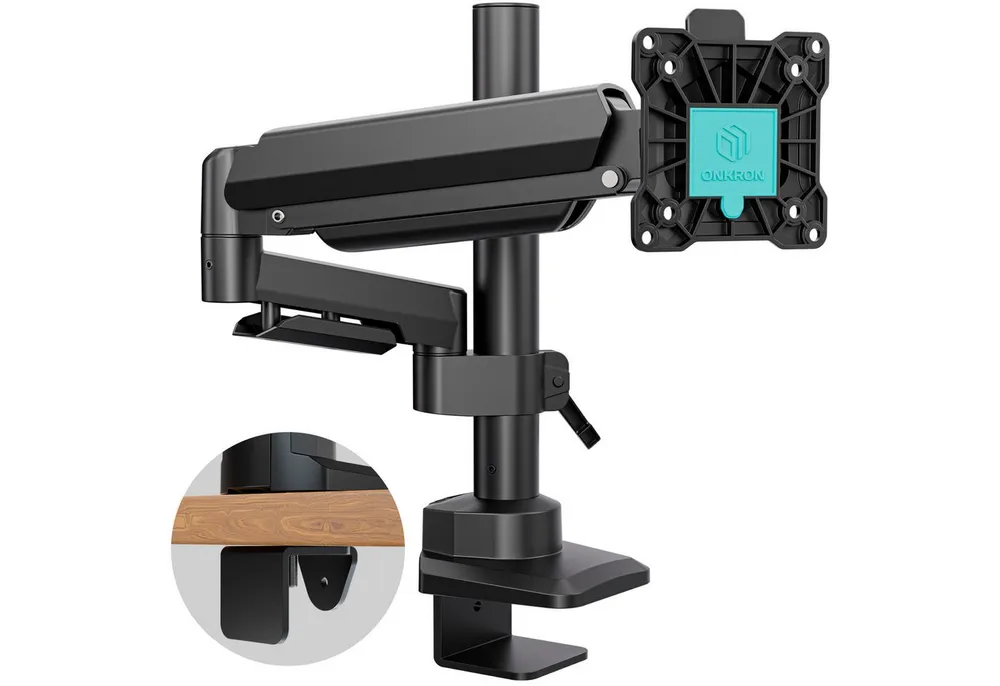 ONKRON Monitor-Halterung 17-42 Zoll, bis 15 kg, VESA 75x75-100x100, G70-B, (bis 42 Zoll, neigbar, schwenkbar, drehbar, Gasdruckfeder, Kabelmanagement)