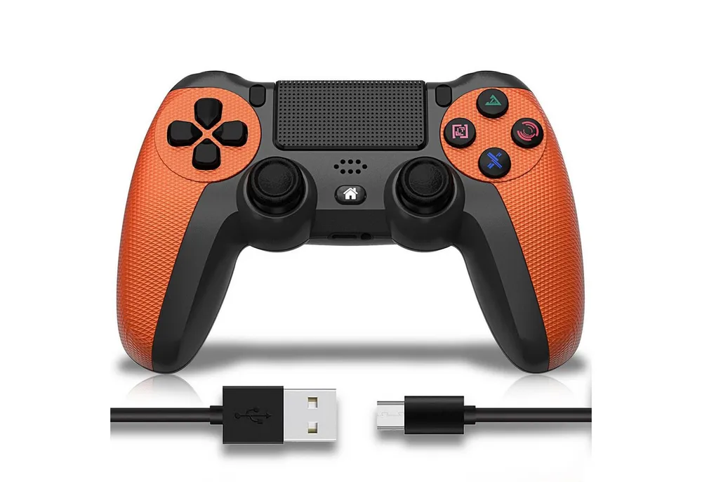 Ophy Kabelloser Bluetooth-Controller für PS4 – mit Dual-Motor-Vibration PC-Controller (6-Achsen, LED-Licht, 600 mAh Akku & ergonomischem Design)