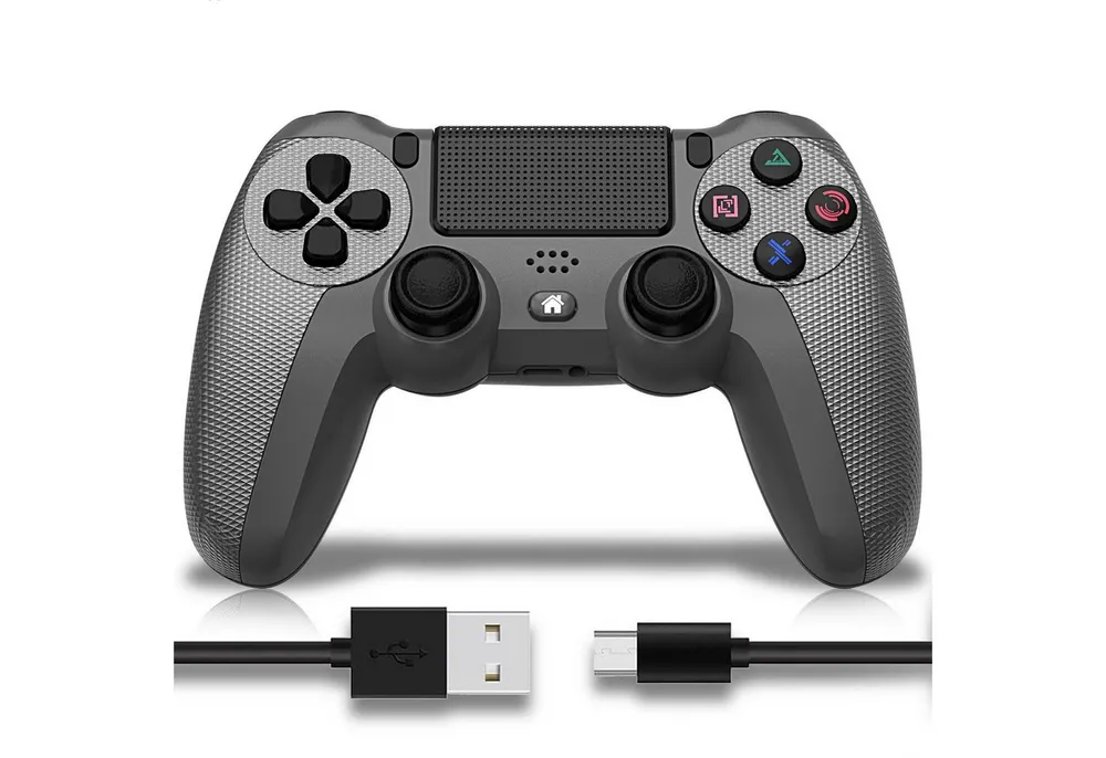 Ophy Kabelloser Bluetooth-Controller für PS4 – mit Dual-Motor-Vibration PC-Controller (6-Achsen, LED-Licht, 600 mAh Akku & ergonomischem Design)