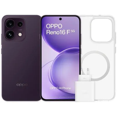 OPPO Reno16 F 5G 8GB 256GB 6,57" Schwarz Violett Inklusive Schutzhülle und 45-W-Ladegerät