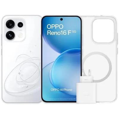 OPPO Reno16 F 5G 8GB 256GB 6,57" Weiß Inklusive Schutzhülle und 45-W-Ladegerät