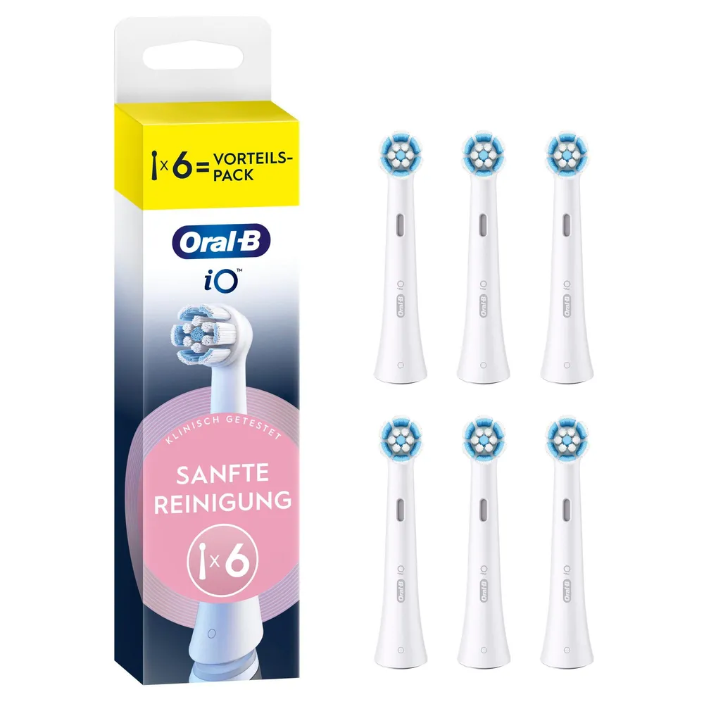 iO Sanfte Reinigung, Original Aufsteckbürsten, Weiß, 6er