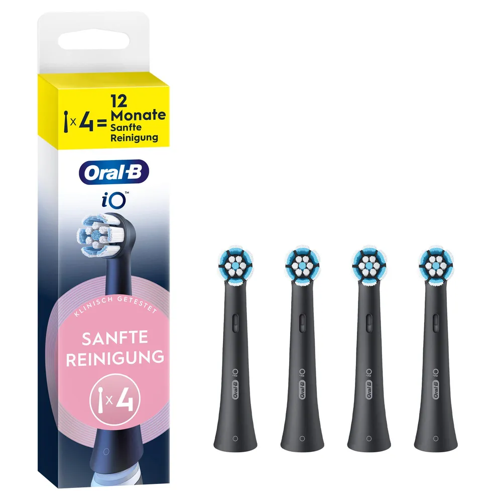 iO Sanfte Reinigung, Original Aufsteckbürsten, Schwarz, 4er