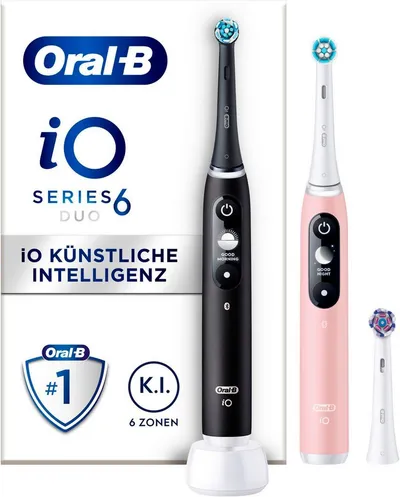 Oral-B Elektrische Zahnbürste iO 6 Duopack, Aufsteckbürsten: 3 St., mit Magnet-Technologie, Display, 5 Putzmodi