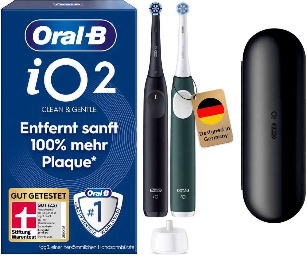 Oral-B Elektrische Zahnbürste iO Series 2, Aufsteckbürsten: 2 St., für die sanfte Reinigung, mit 2. Handstück