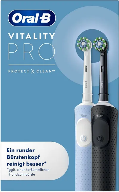 Oral-B Elektrische Zahnbürste Vitality Pro Doppelpack, Aufsteckbürsten: 2 St., Indikator-Borsten