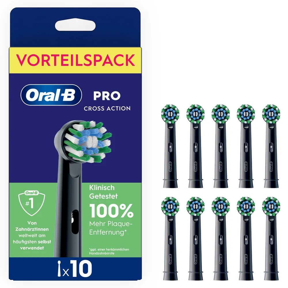 Pro CrossAction Schwarz 10 Stück Aufsteckbürsten
