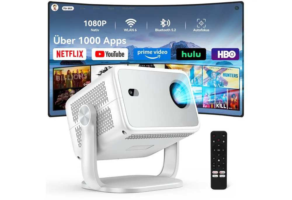 OSCAL 2026 Native 1080P Beamer 4K, Autofokus & Sprachsteuerung Heimprojektor Beamer (30000 lm, 1500:1, 1920 x 1080 px, 30000 lm, < 34db, Android 13, 3840x2160 px, Full HD)
