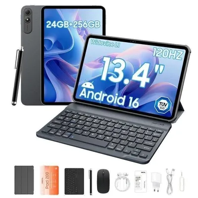 Tablet OSCAL Pad 200 WiFi + 4G 13,4" 24GB 256GB Grau mit Tastatur und Stylus Pen