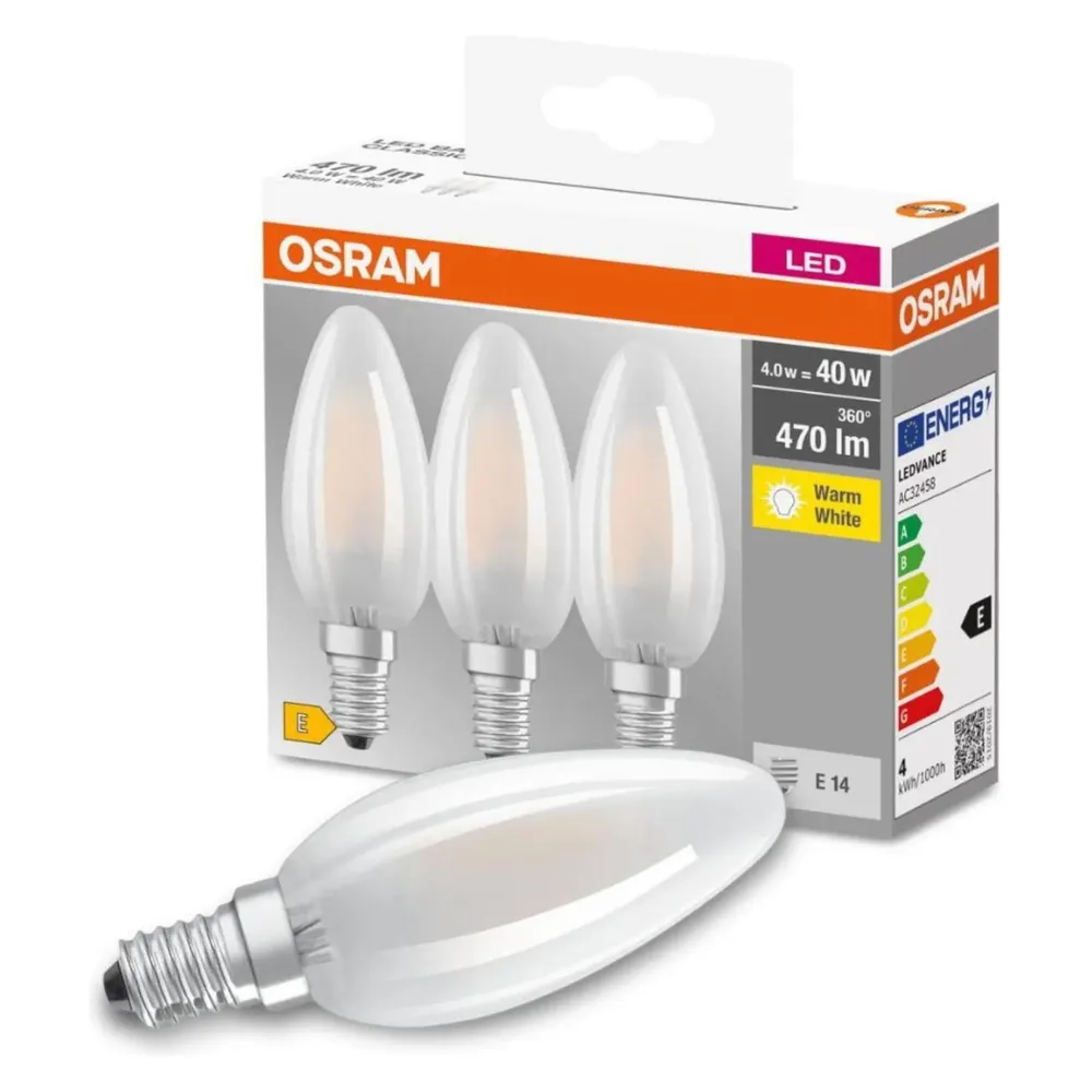 OSRAM LED-Lampe BASE B40, E14, EEK: E, 4W, 470 lm, 2700 K, 3 Stück