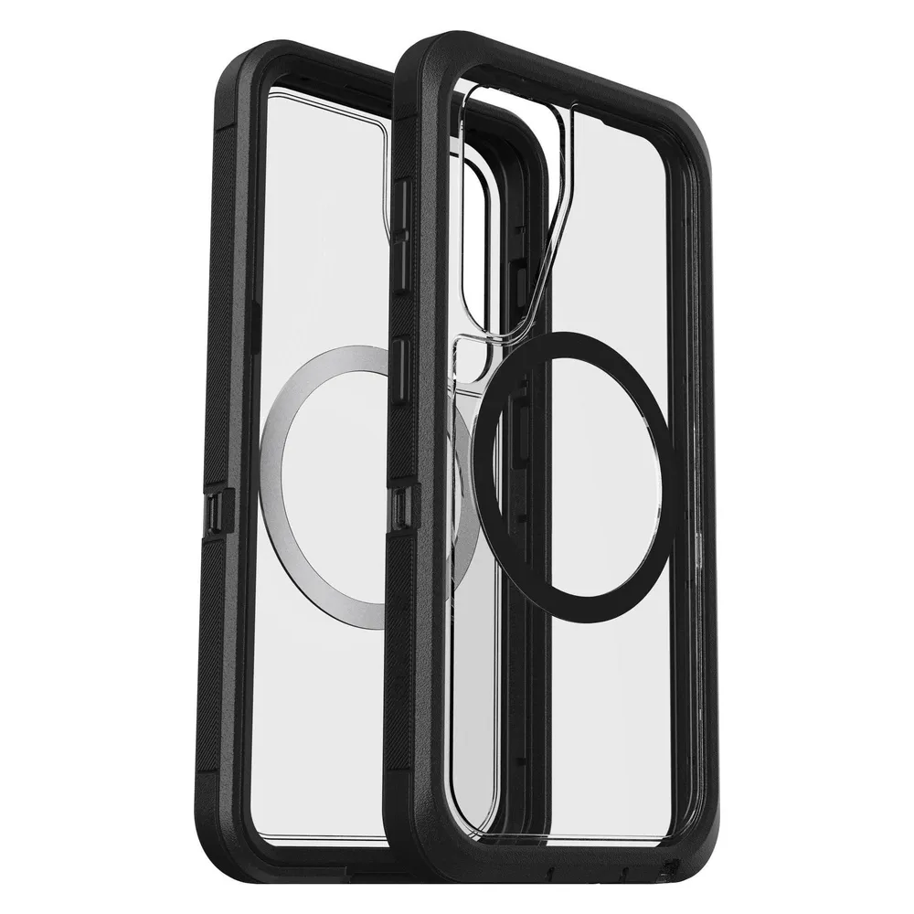 OtterBox Defender Samsung Galaxy S25 Backcover mit Magnet Transparent mit schwarzem Rand