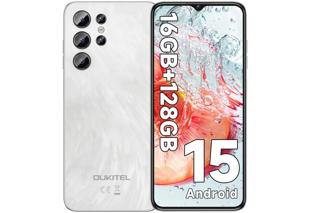 OUKITEL C1 Android 15 Smartphone (16,56 cm/6.52 Zoll, 128 GB Speicherplatz, 13 MP Kamera, 5150 mAh Akku, Dual SIM 4G, OTG, GPS)