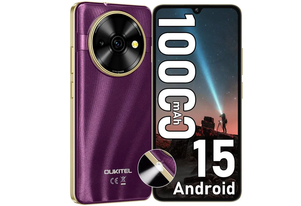 OUKITEL C59 Android 15 Smartphone (17,48 cm/6.88 Zoll, 128 GB Speicherplatz, 13 MP Kamera, 10000mAh, 16GB RAM 128GB ROM, 6,88 Zoll HD+, GPS, 4G Dual SIM)