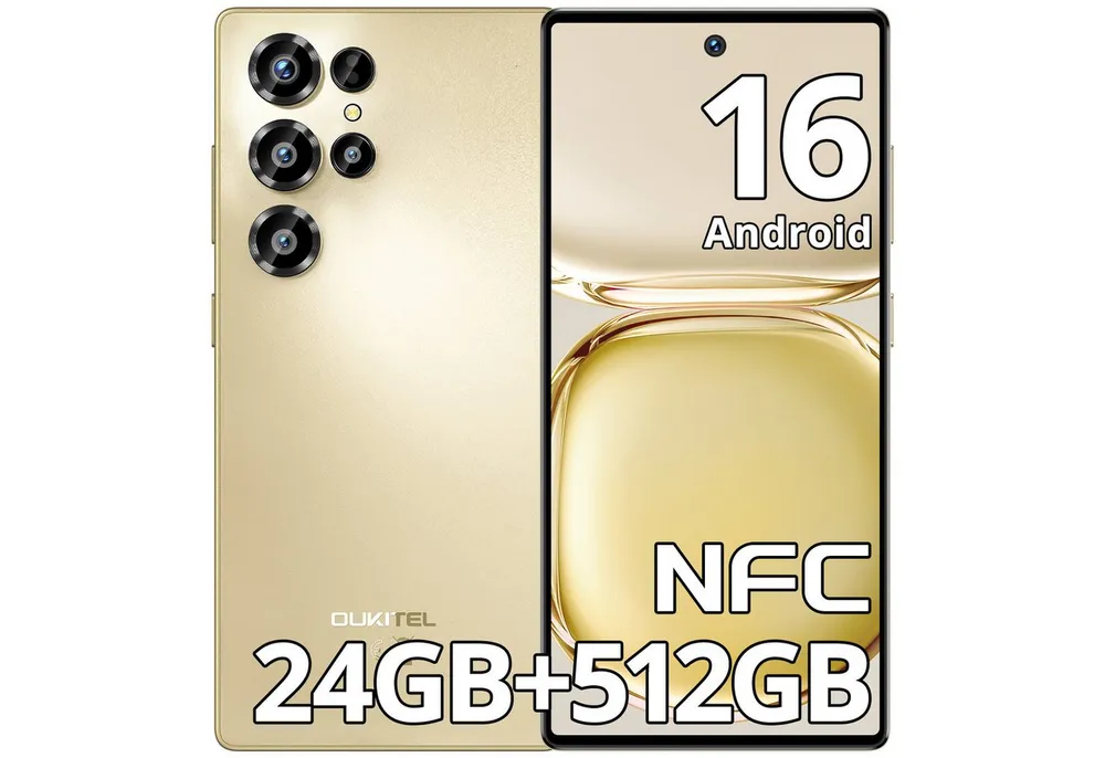OUKITEL C66 Handy Ohne Vertrag Android 16 Smartphone (17,09 cm/6.73 Zoll, 512 GB Speicherplatz, 64 MP Kamera, 5000mAh, 24(8+16)GB+512GB /1TB, 6.73" HD+ 120Hz, Dual SIM/ OTG/ GPS)
