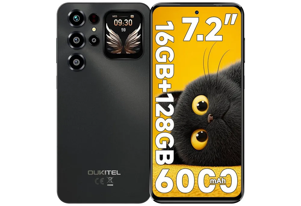 OUKITEL C68 Plus Android 15 Smartphone (18,28 cm/7.2 Zoll, 128 GB Speicherplatz, 64 MP Kamera, 6000mAh, 16(4+12)GB+128GB /1TB, 7.2" HD+ 120Hz, Dual SIM/ OTG/ GPS)