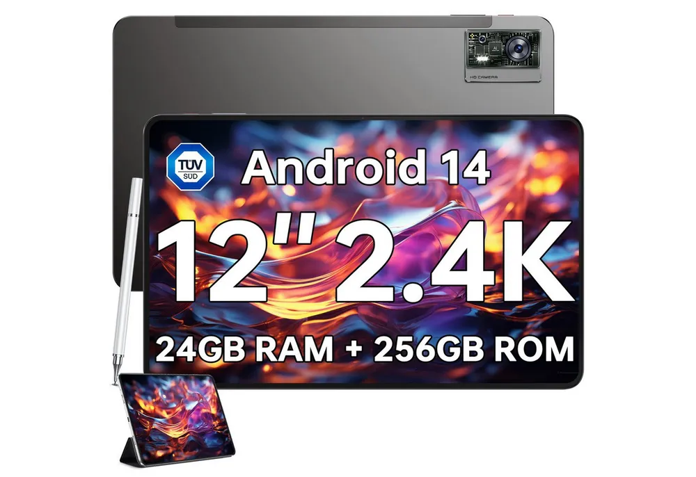 OUKITEL OT5S 24GB RAM + 256GB ROM, Dual-SIM 4G LTE inkl. Stift und Schutzhülle Tablet (12", 256 GB, Android 14, 4G LTE, 12 Zoll 2,4K Display, 8250mAh Akku, 16MP Kamera, Android 14)