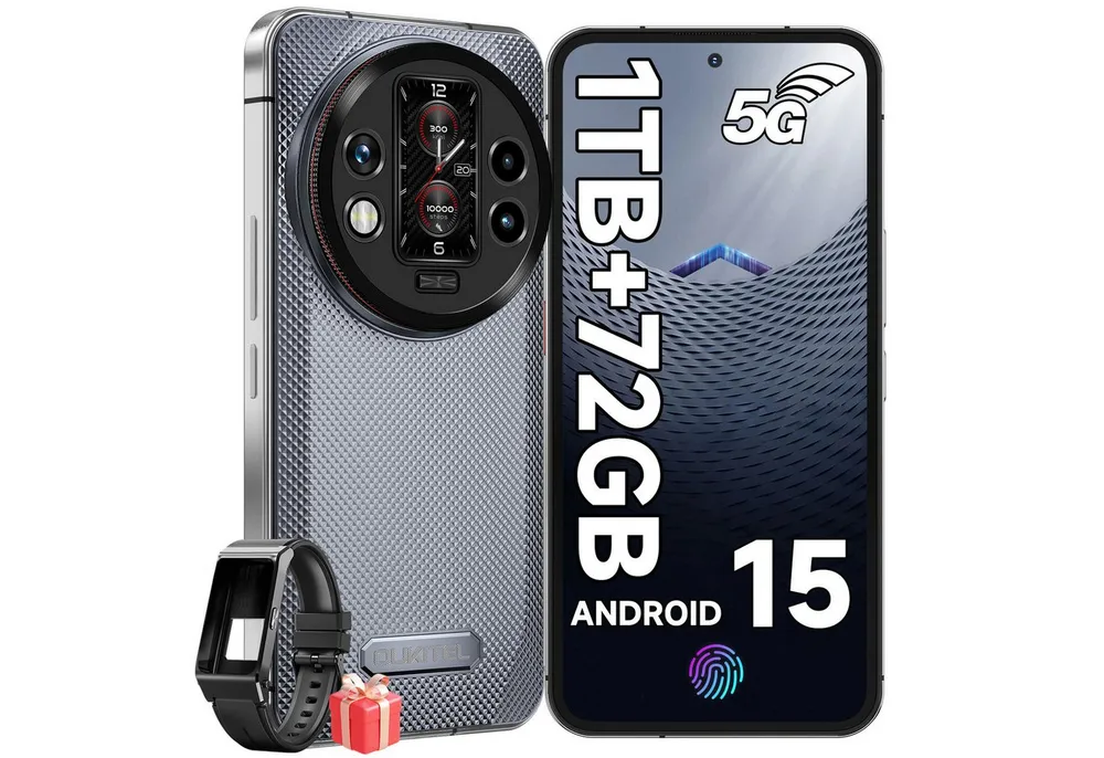 OUKITEL WP200 Pro 5G Outdoor Smartphone (17,02 cm/6.7 Zoll, 1000 GB Speicherplatz, 108 MP Kamera, IP68 Wasserdicht Baustellenhandy, Android 15, 8800mAh, AMOLED Display)