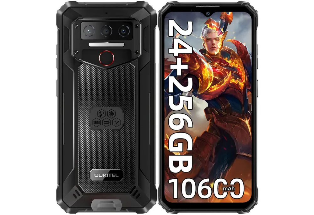 OUKITEL WP23 Plus 16GB RAM+128GB ROM oder 256GB ROM/TF 1TB, 4G Outdoor Smartphone (16,56 cm/6.52 Zoll, 256 GB Speicherplatz, 13 MP Kamera, 10600mAh, 6,52'' Display, IP68/IP69K, Dual SIM 4G, NFC, GPS)