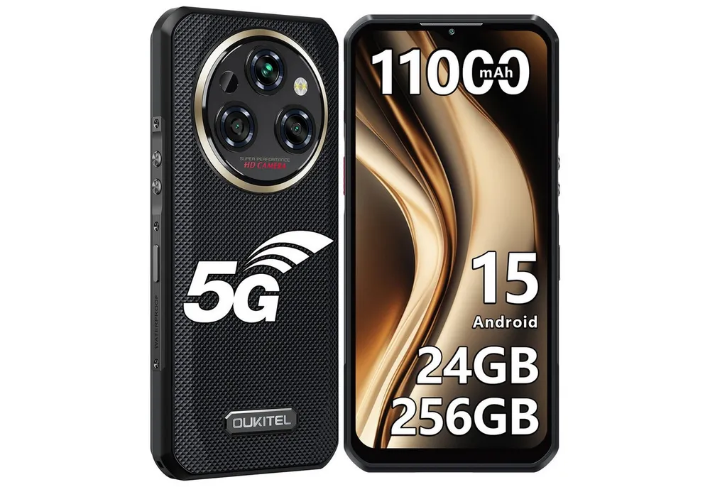 OUKITEL WP35 5G 24+256GB Outdoor Smartphone (16,76 cm/6.6 Zoll, 256 GB Speicherplatz, 108 MP Kamera, Android 15, 11000mAh, OTG, GPS, NFC, IP68 Wasserdicht Baustellenhandy)