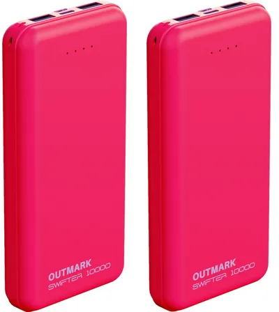 OUTMARK SWIFTER 10.000 2x USB-A Ausgang, 1x USB-C zum Laden der Powerbank 10000 mAh, Fast Charge 2 x 2,4A