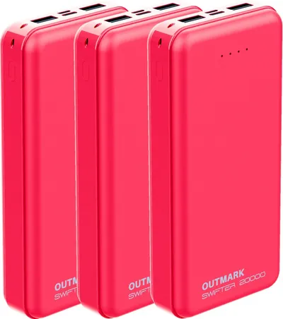 OUTMARK SWIFTER 20.000mah, 2x USB-A Ausgang, 1x USB-C Ladeeingang Akku Powerbank 20000 mAh, Fast Charge 2 x 2,4A