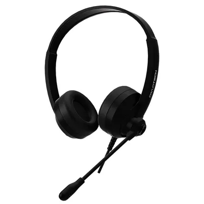 Owlotech DeskBuds Kopfhörer mit Kopfbügel und Mikrofon, Schwarz